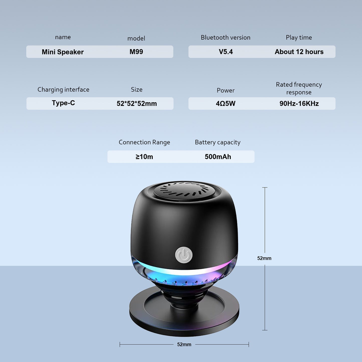 High Bass Waterproof Portable RGB Light Desktop Speaker - EGBull