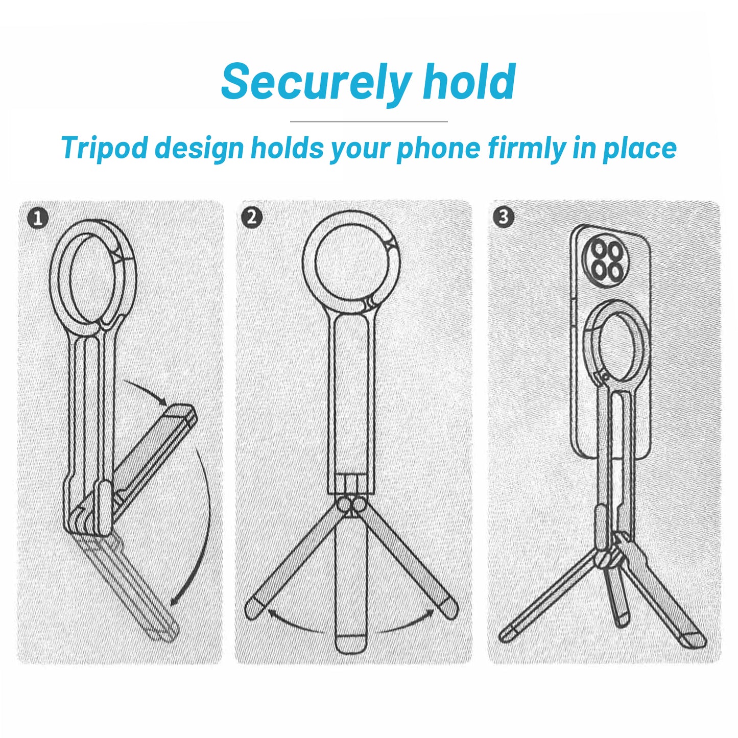 Portable Folding Phone Holder with Carabiner Travel Magnetic Selfie Stick Holder - EGBull