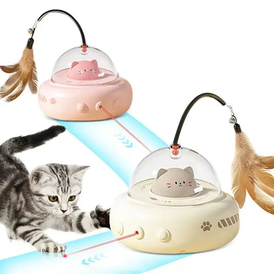 Intelligent Auto - rotating Laser Feather Design Cat Toy - EGBull
