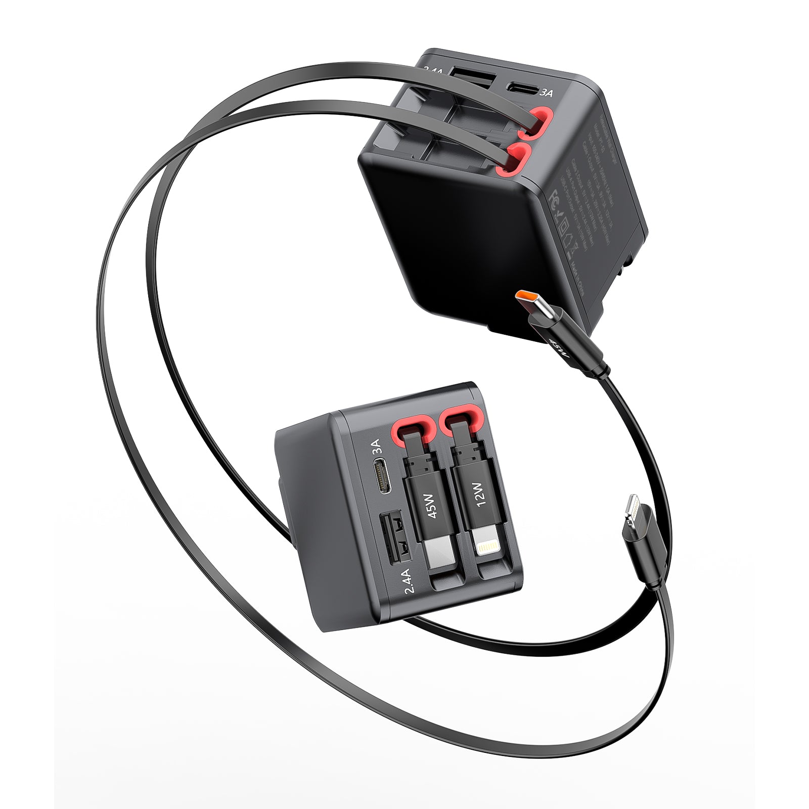 4 in 1 Retractable Wall Charger Fast Charging Foldable Block - EGBull