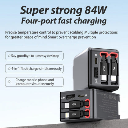 4 in 1 Retractable Wall Charger Fast Charging Foldable Block - EGBull