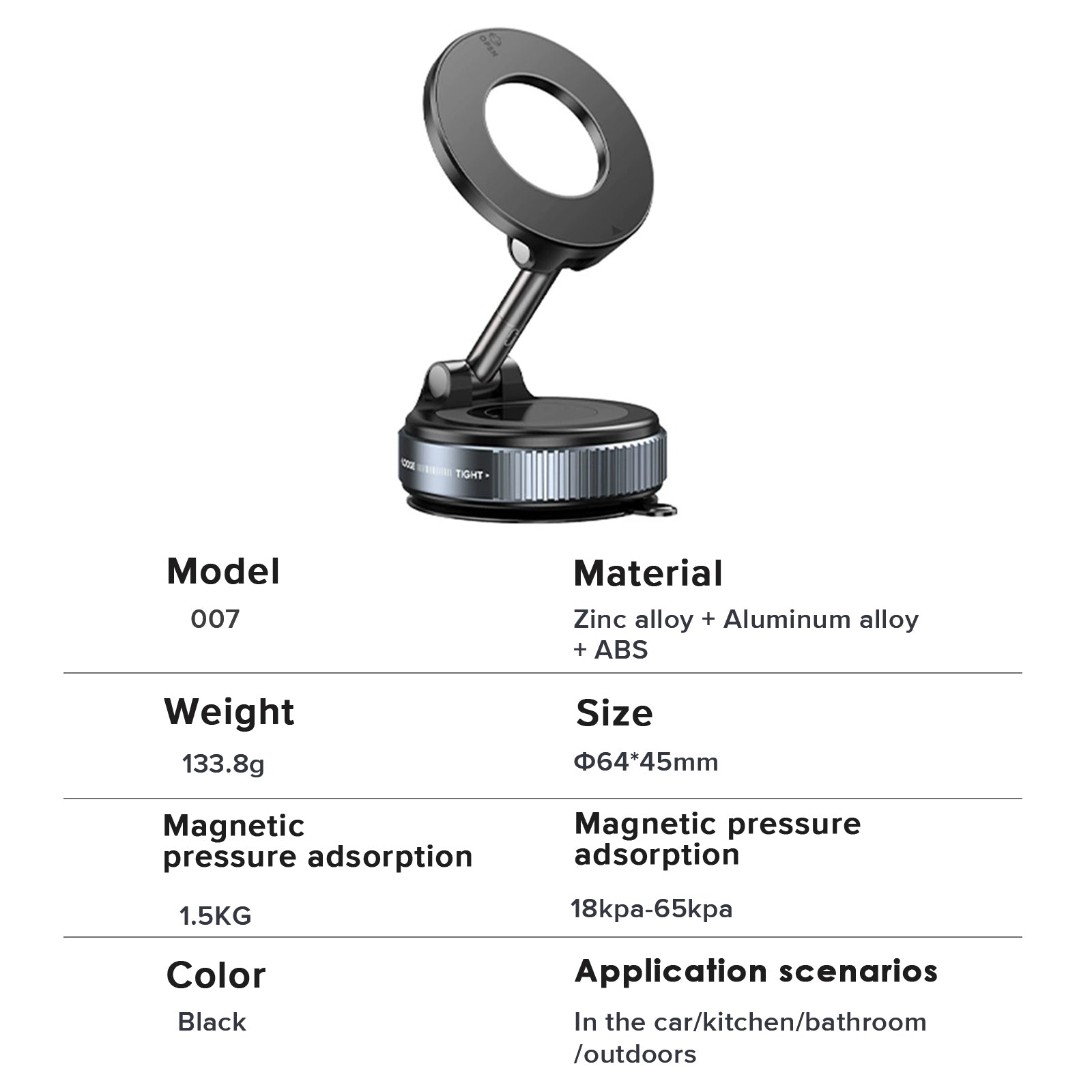 Magnetic Car Vacuum Mobile Phone Holder - EGBull