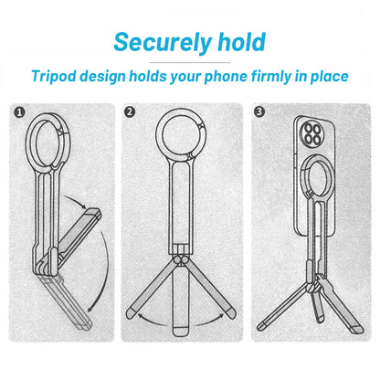Portable Folding Phone Holder with Carabiner Travel Magnetic Selfie Stick Holder - EGBull