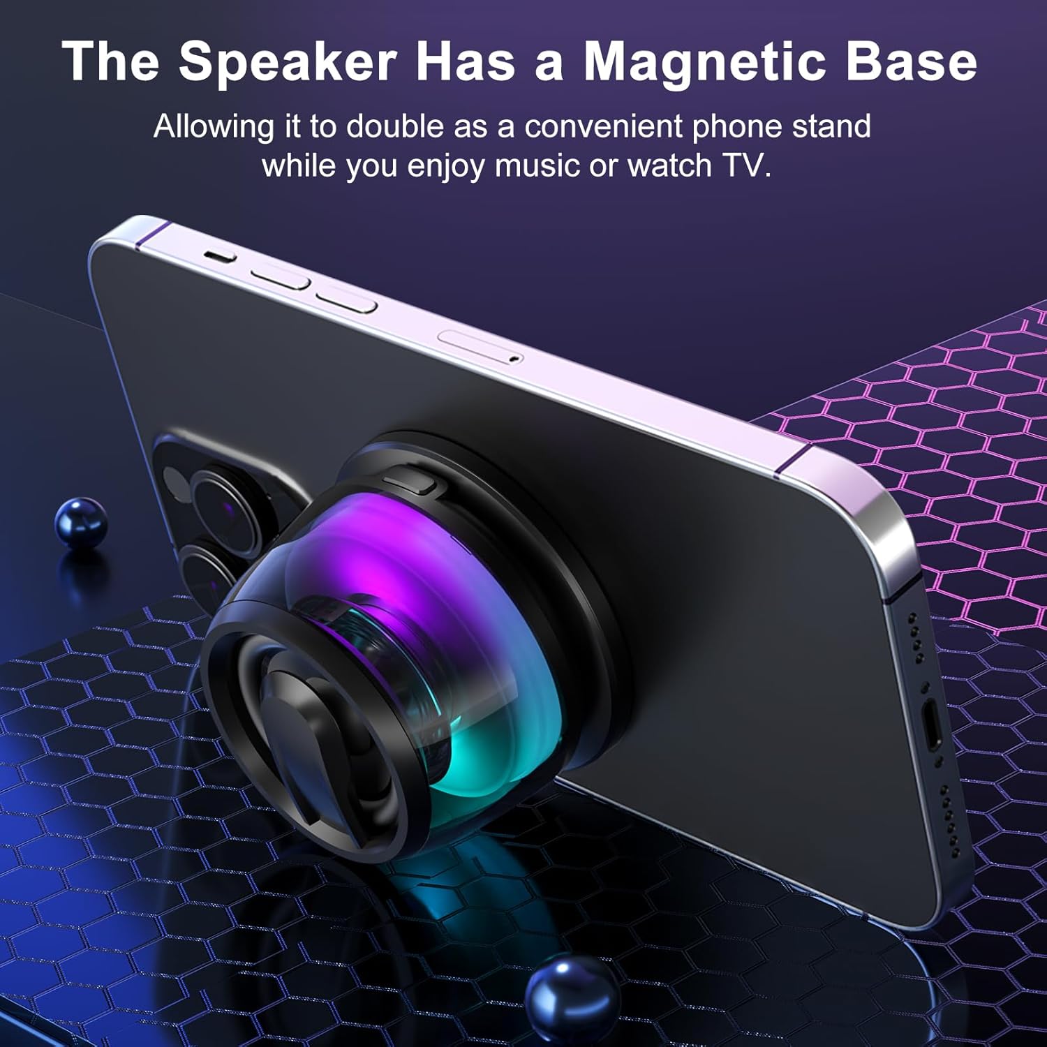 T34 Magnetic Multi - Functional Bluetooth Speaker – Compact Wireless Speaker with RGB Lights, Portable Phone Stand, Perfect for Travel, Office, Home, Outdoor Activities, and Gaming - EG Bull
