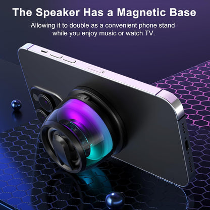 T34 Magnetic Multi - Functional Bluetooth Speaker – Compact Wireless Speaker with RGB Lights, Portable Phone Stand, Perfect for Travel, Office, Home, Outdoor Activities, and Gaming - EG Bull