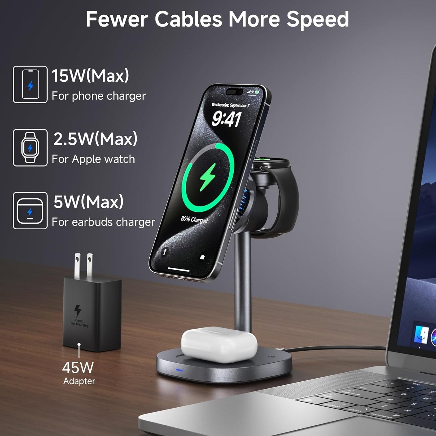 3 - in - 1 Foldable Qi2 Wireless Charging Stand - EGBull