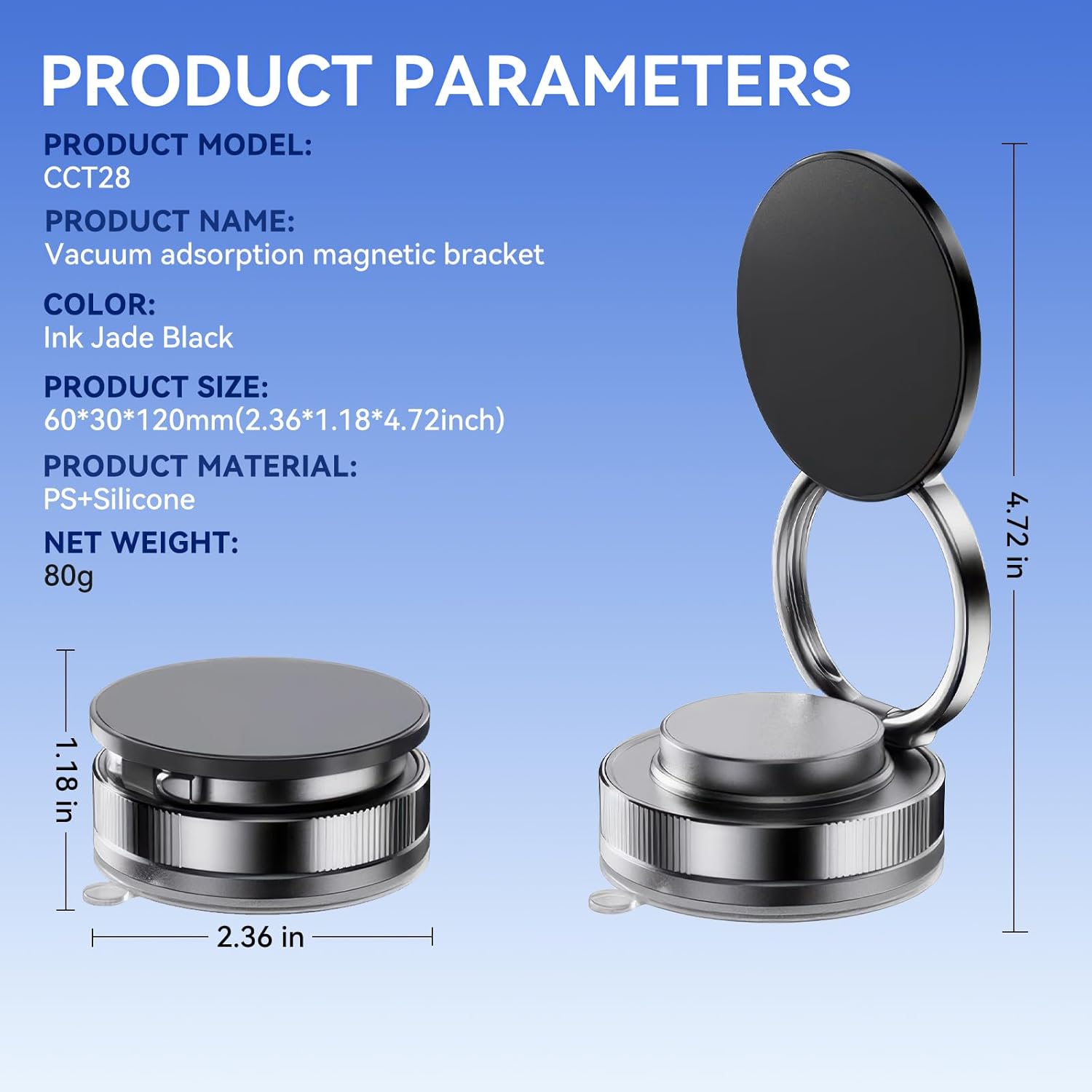 Vacuum Magnetic Phone Stand Compatible, 360° Foldable Multi - Angle Adjustable Mount for Car, Bathroom, and All Smartphones - EG Bull
