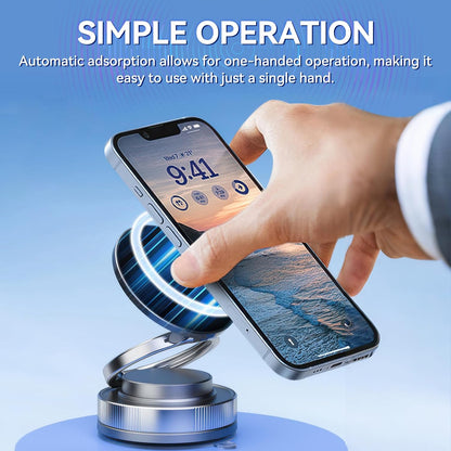 Vacuum Magnetic Phone Stand Compatible, 360° Foldable Multi - Angle Adjustable Mount for Car, Bathroom, and All Smartphones - EG Bull