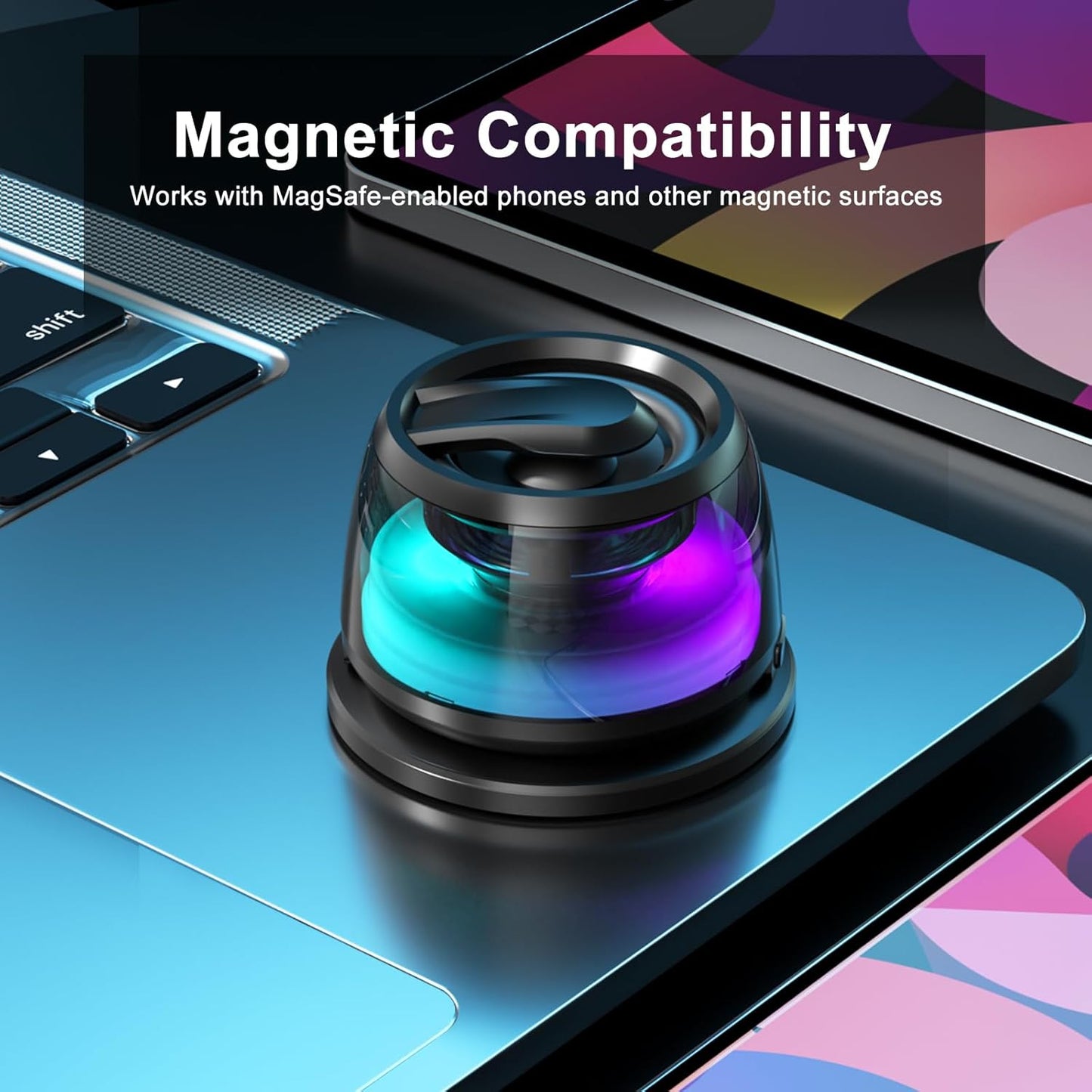 T34 Magnetic Multi - Functional Bluetooth Speaker – Compact Wireless Speaker with RGB Lights, Portable Phone Stand, Perfect for Travel, Office, Home, Outdoor Activities, and Gaming - EG Bull