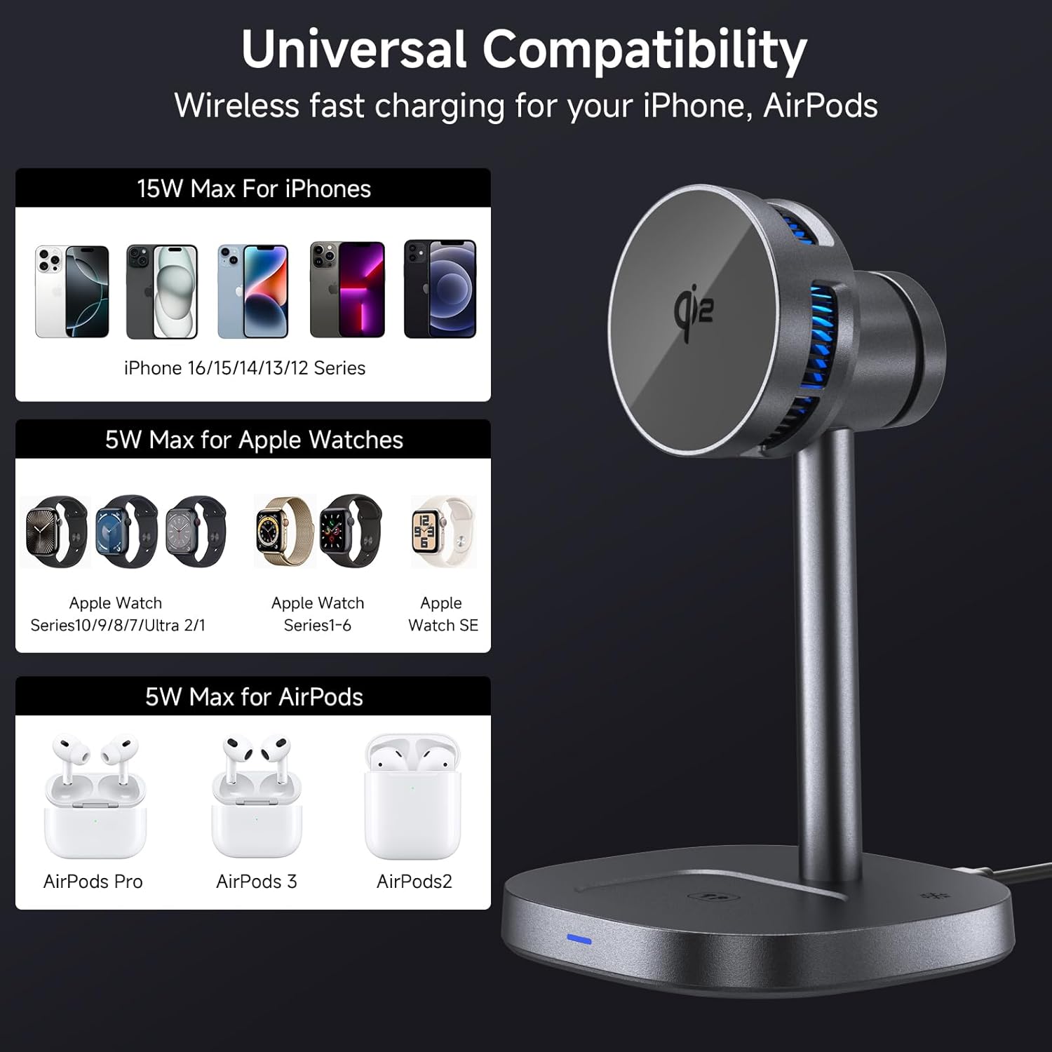 3 - in - 1 Foldable Qi2 Wireless Charging Stand - EGBull