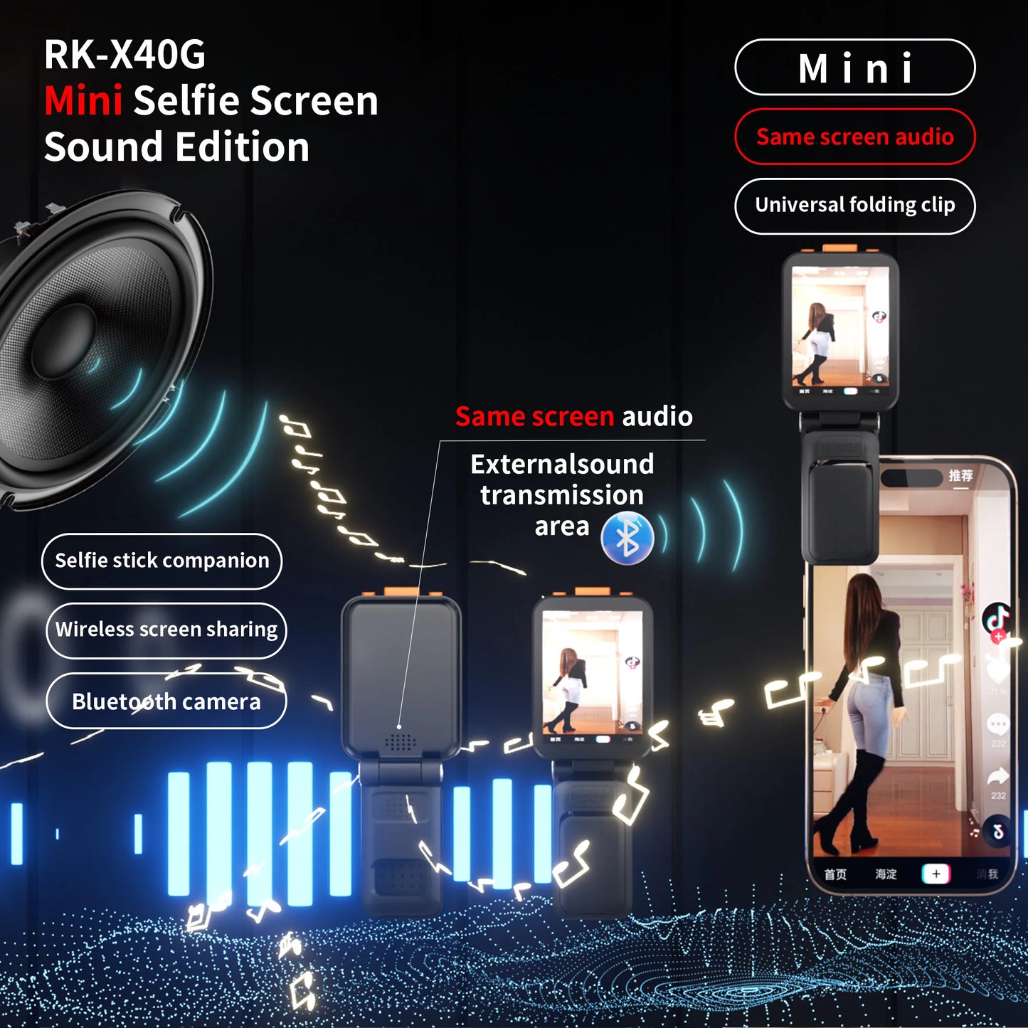 Vlog Screen Mini Monitor Wired for iPhone Rear Camera | Mobile Phone Filming Accessory - EGBull