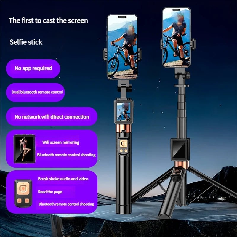 Magnetic Vlog Selfie Stick with Screen–Tripod & Video Surveillance Mobile Holder - EGBull