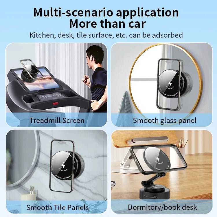 15W Wireless Charging Car Phone Mount - Folding 360° Magnetic Dashboard Holder - EGBull