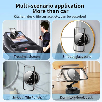 15W Wireless Charging Car Phone Mount - Folding 360° Magnetic Dashboard Holder - EGBull