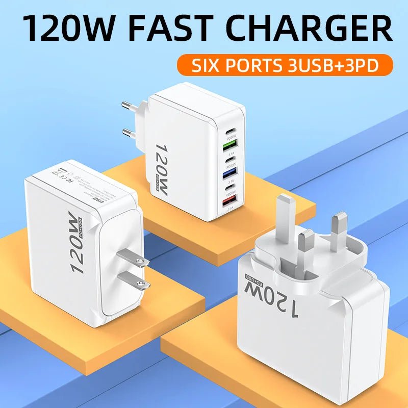 120W PD 3.0 Multi - Port Fast Charger – 3×USB - C + 3×USB - A - EGBull
