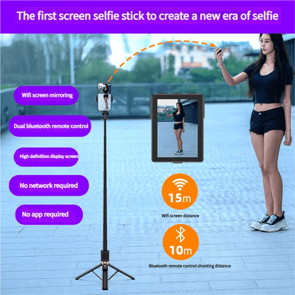 Magnetic Vlog Selfie Stick with Screen–Tripod & Video Surveillance Mobile Holder - EGBull