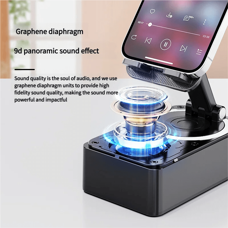 360° LED Bluetooth Wireless Speaker with Power Bank & Desktop Phone Holder - EGBull