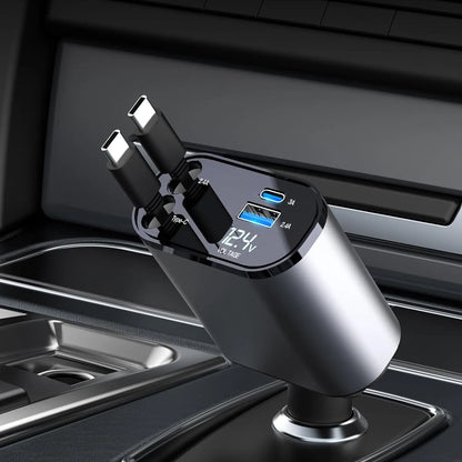 120W Retractable 4 - in - 1 USB - C Car Charger – PD Fast Charge - EGBull