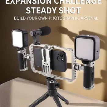 Smartphone Vlogging Kit with Grip Stabilizer, Tripod, Microphone & LED Fill Light - Mobile Video Rig - EGBull