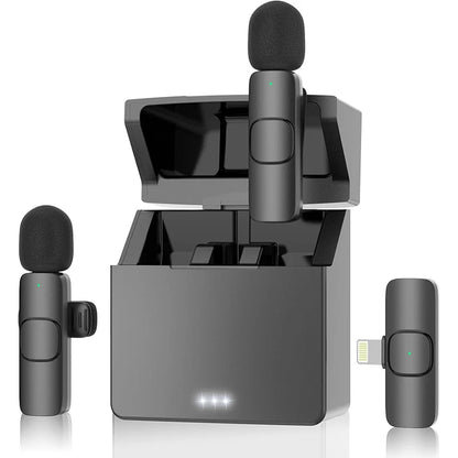 Dual Wireless Lapel Microphones with Charger Box – Professional Lavalier Mic - EGBull