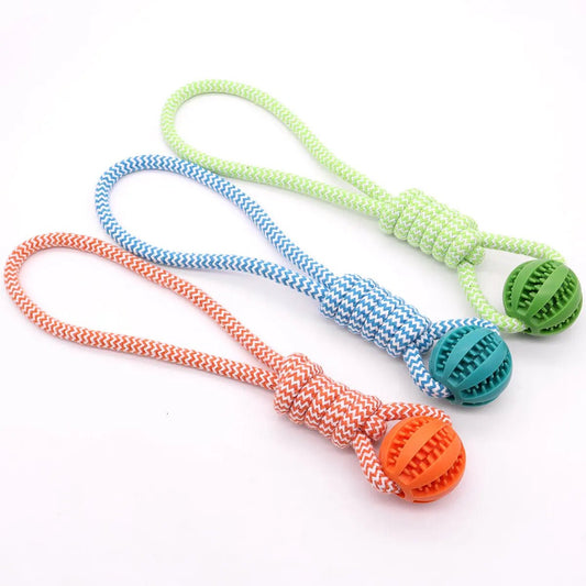 Durable TPR & Cotton Rope Dog Ball - Interactive Chew Toy - EGBull