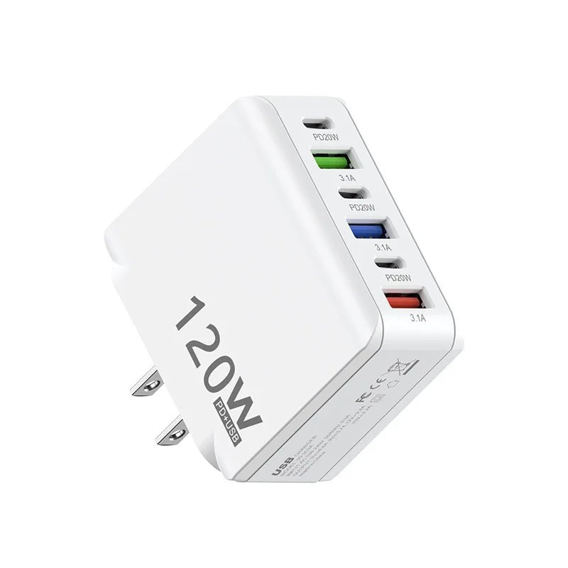 120W PD 3.0 Multi - Port Fast Charger – 3×USB - C + 3×USB - A - EGBull