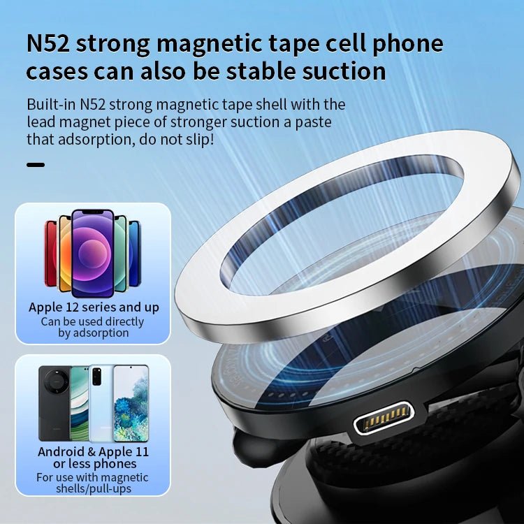 15W Wireless Charging Car Phone Mount - Folding 360° Magnetic Dashboard Holder - EGBull