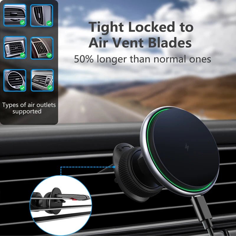 15W Magnetic Metal Wireless Car Charger – Fast Qi2 Magnetic Mount - EGBull
