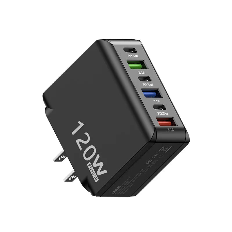 120W PD 3.0 Multi - Port Fast Charger – 3×USB - C + 3×USB - A - EGBull