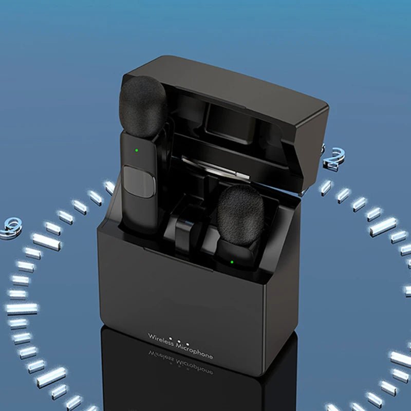 Dual Wireless Lapel Microphones with Charger Box – Professional Lavalier Mic - EGBull