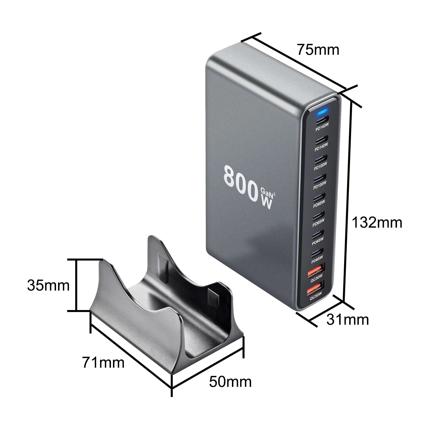 USB - C 800W 10 - Port GaN PD Charging Station | Desktop & Laptop Fast Charger EU Plug - EGBull