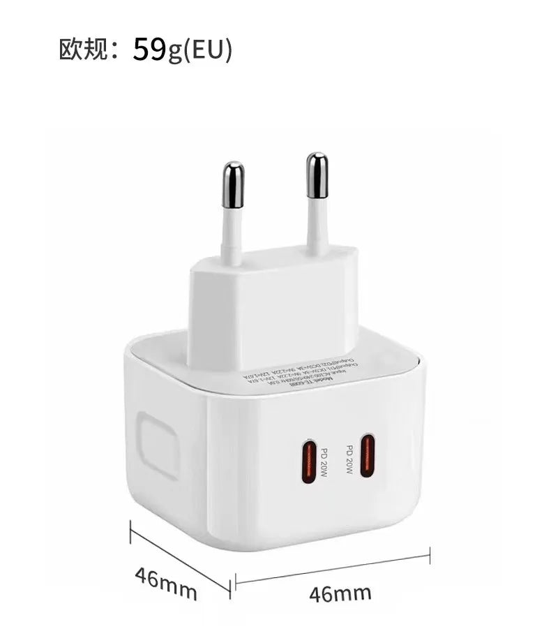 Dual - Port 40W USB - C PD Fast Charger – 20W + 20W Output - EGBull