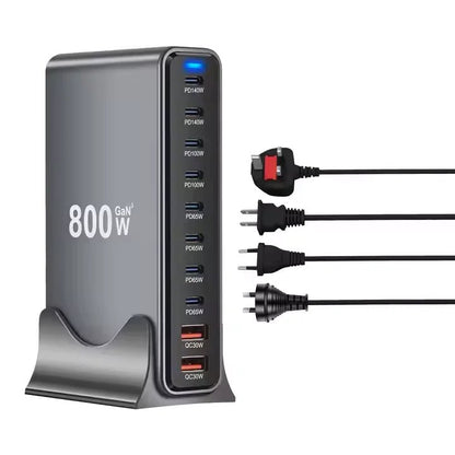 USB - C 800W 10 - Port GaN PD Charging Station | Desktop & Laptop Fast Charger EU Plug - EGBull