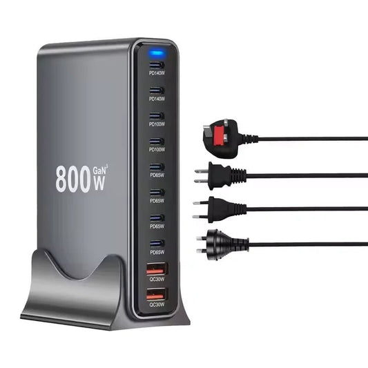 USB - C 800W 10 - Port GaN PD Charging Station | Desktop & Laptop Fast Charger EU Plug - EGBull