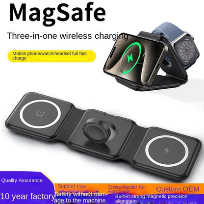 Foldable 3 - in - 1 Magnetic Wireless Charger – 15W Fast Charge QC3.0 - EGBull