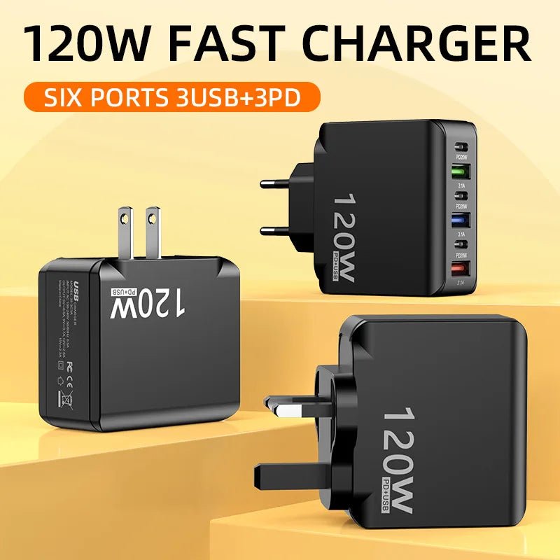 120W PD 3.0 Multi - Port Fast Charger – 3×USB - C + 3×USB - A - EGBull