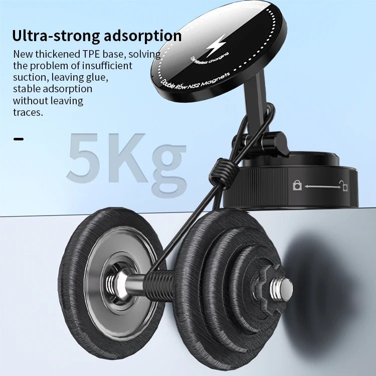 15W Wireless Charging Car Phone Mount - Folding 360° Magnetic Dashboard Holder - EGBull