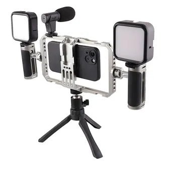 Smartphone Vlogging Kit with Grip Stabilizer, Tripod, Microphone & LED Fill Light - Mobile Video Rig - EGBull