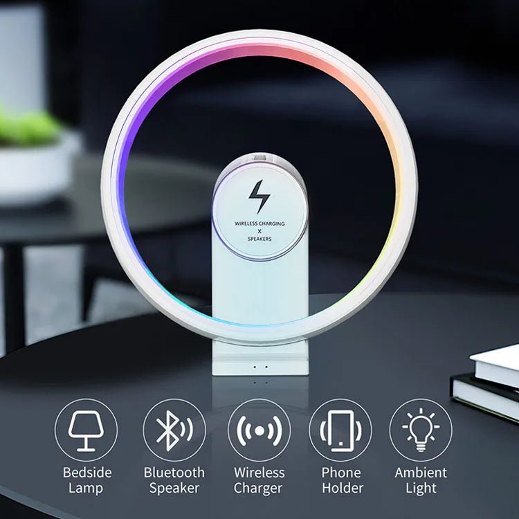 G - Shape 4 - in - 1 Smart Lamp with Wireless Charger & Speaker - EGBull