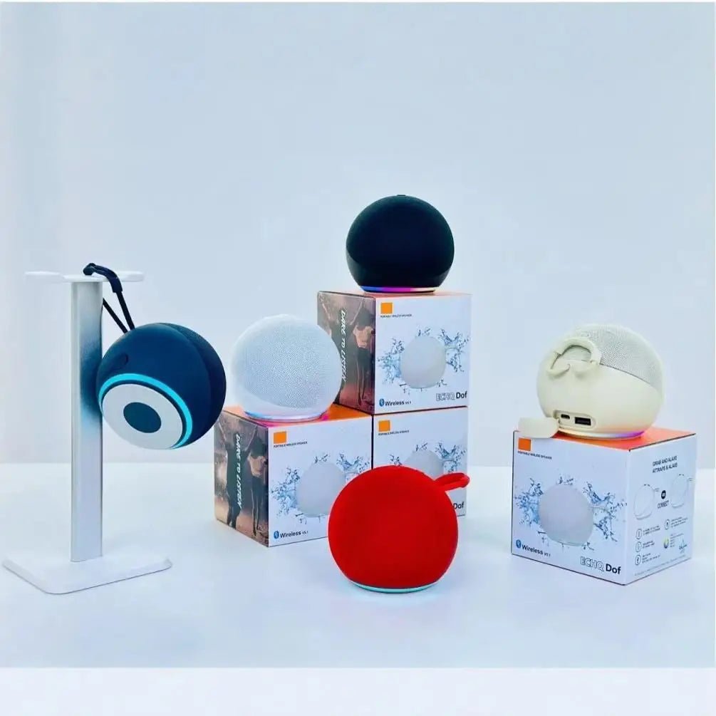 Portable 5th - Gen Echo Dot - Style Smart Speaker with RGB LED & Mini Subwoofer - EGBull