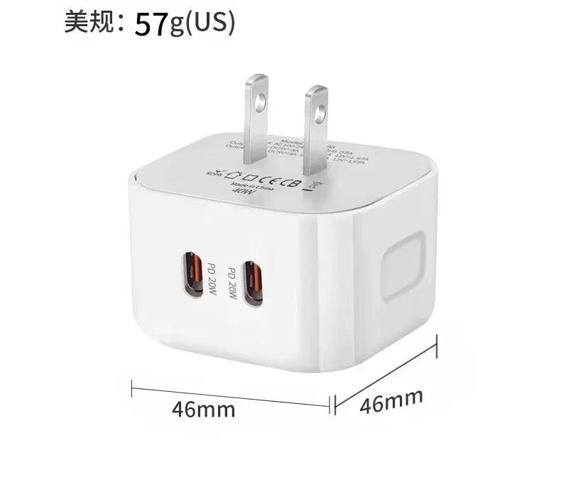 Dual - Port 40W USB - C PD Fast Charger – 20W + 20W Output - EGBull