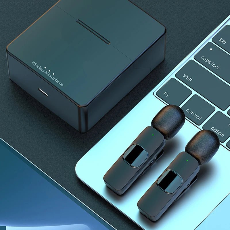 Dual Wireless Lapel Microphones with Charger Box – Professional Lavalier Mic - EGBull