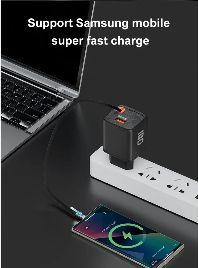 30W PD GaN Fast Charger – Retractable USB - C Travel Wall Adapter - EGBull