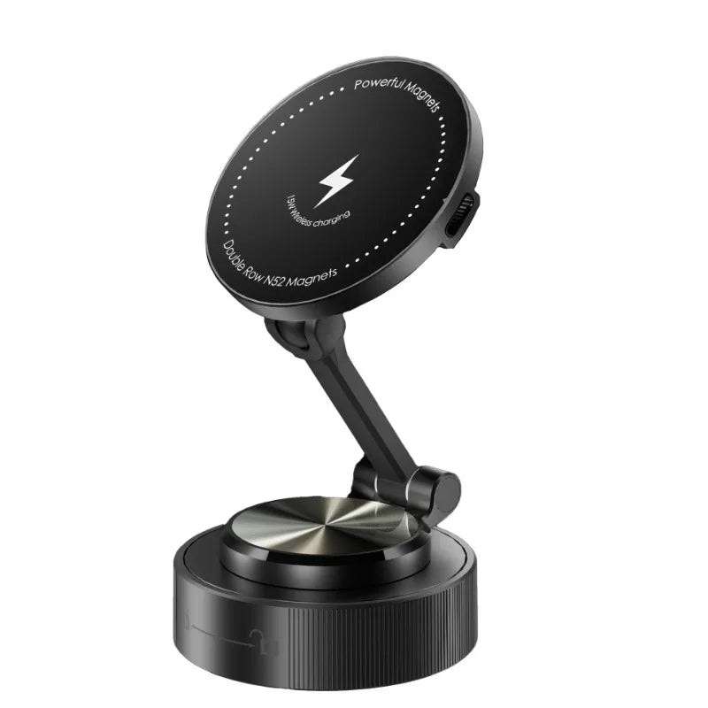 15W Wireless Charging Car Phone Mount - Folding 360° Magnetic Dashboard Holder - EGBull