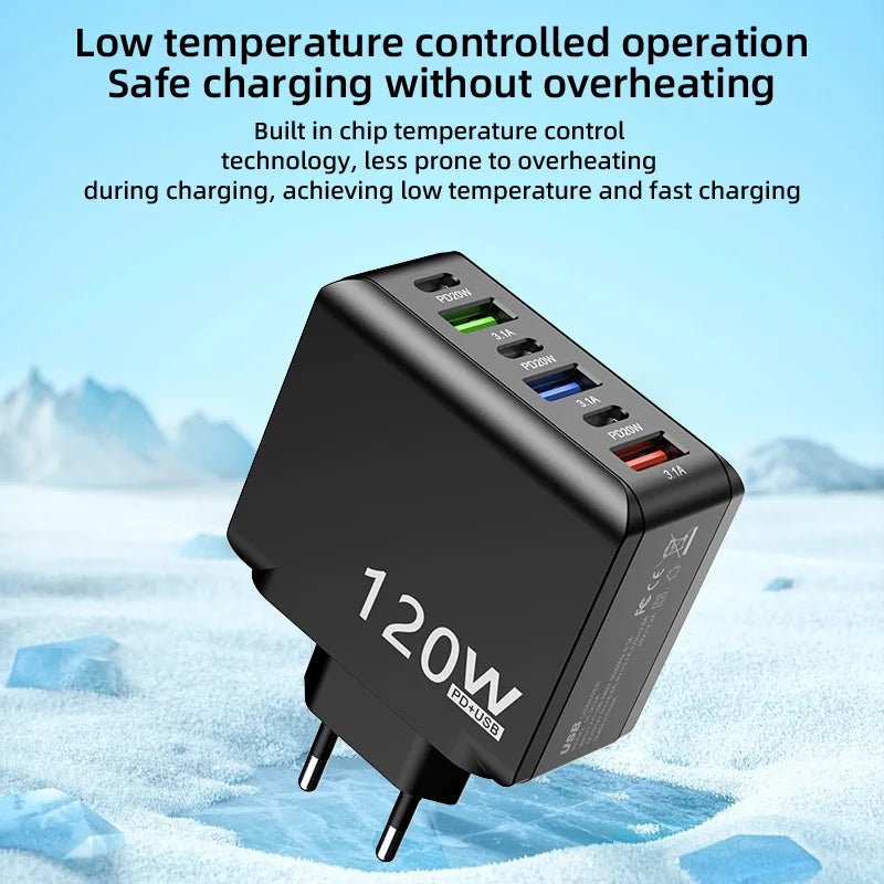 120W PD 3.0 Multi - Port Fast Charger – 3×USB - C + 3×USB - A - EGBull