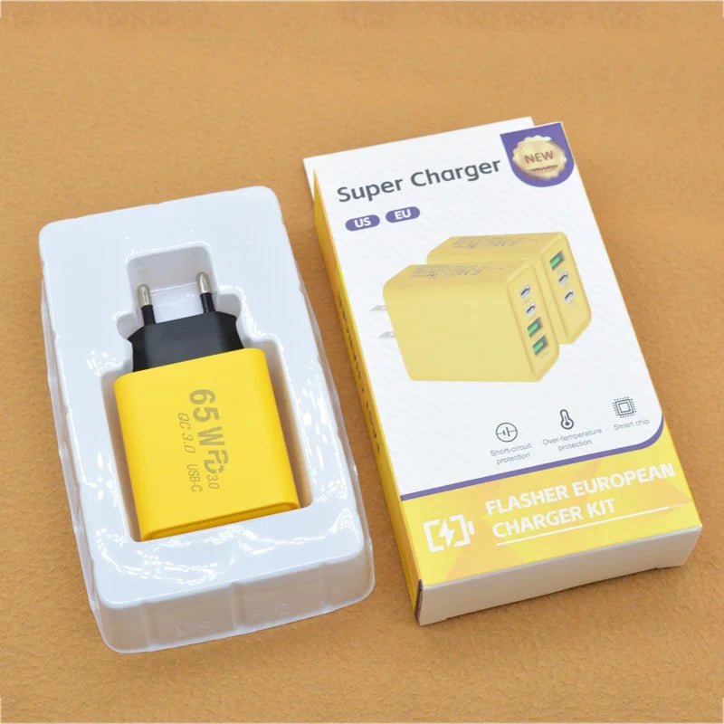 65W PD 3.0 GaN Travel Charger – 2x USB - C & 2x USB - A (US/EU/UK) - EGBull