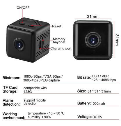 Mini HD Wireless Security Camera with Night Vision & Sound Detection - EGBull