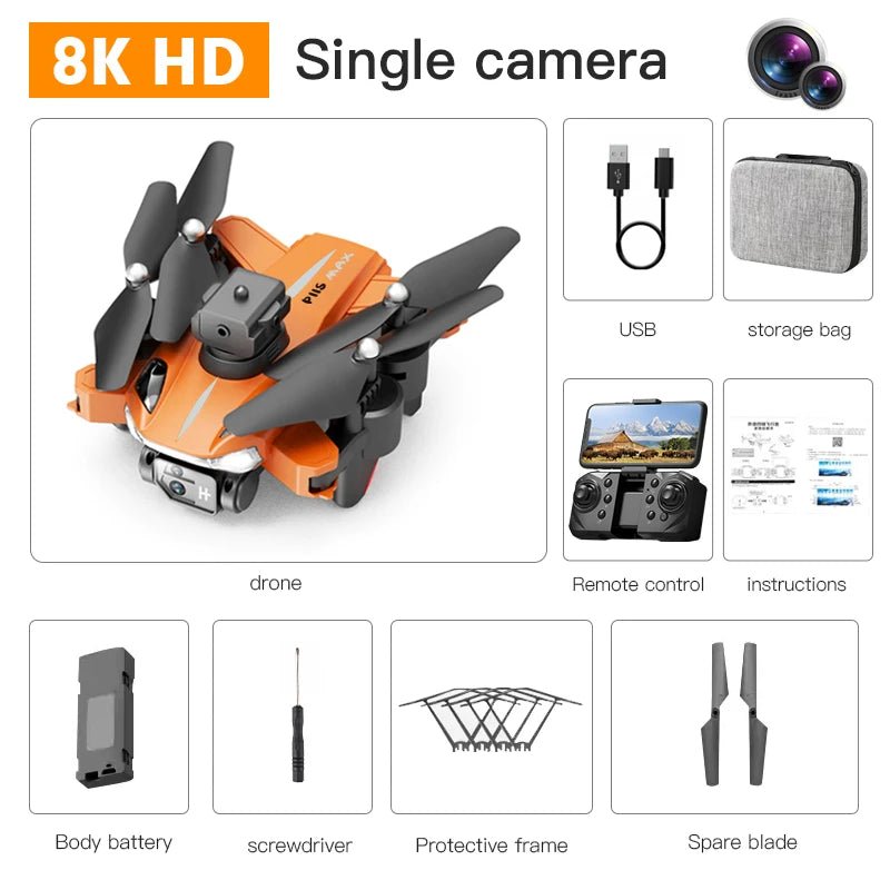 Foldable P11S 8K HD Drone – Dual Camera Quadcopter with 360° Obstacle Avoidance - EGBull