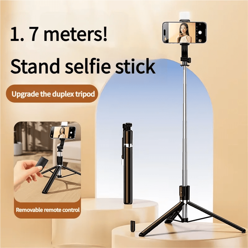 R1SL Portable Selfie Stick Tripod 1700mm with Wireless Fill Light - EGBull