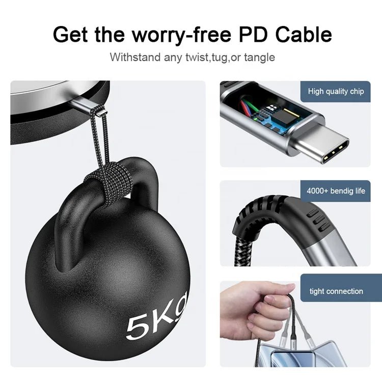 240W USB - C PD Fast Charging Cable – C Type Data Sync & Durable Charger Cord - EGBull